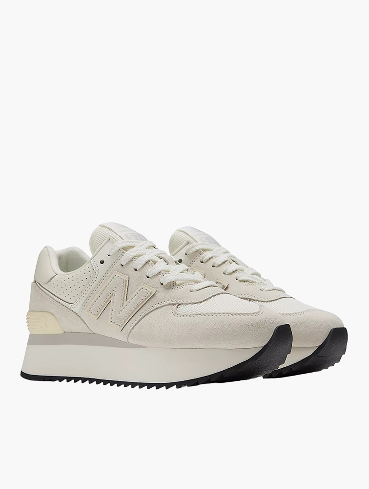 MyRunway Shop New Balance White 574 Platform Sneakers for Women